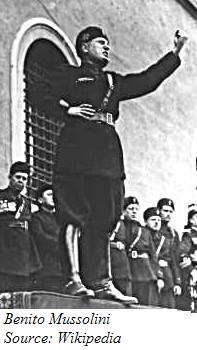 A picture of Italy's Fascist dictator Benito Mussolini